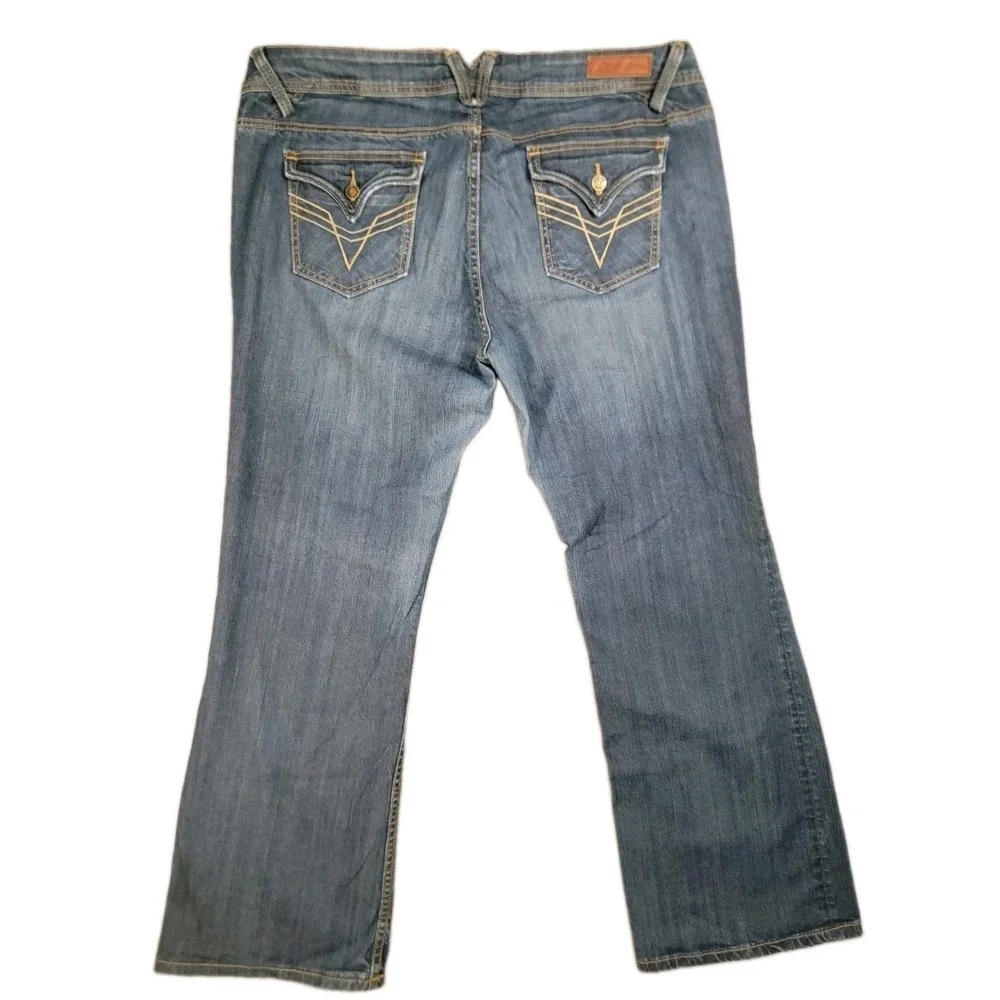 Vigoss Bootcut Jeans Womens 22 Medium Wash Flap Pocket Stretch Denim Blue